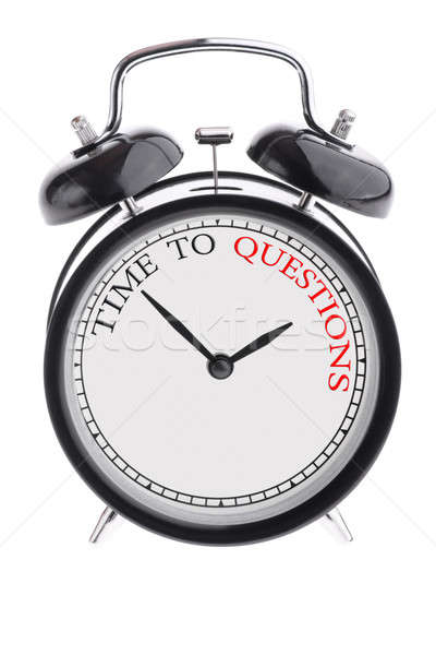 ストックフォト: 時間 · 質問 · 目覚まし時計 · 碑文 · 黒 · 質問
