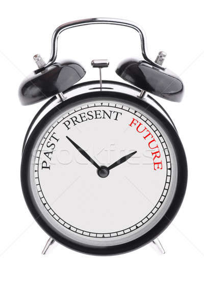 ストックフォト: 過去 · 現在 · 将来 · 目覚まし時計 · 碑文 · 時間