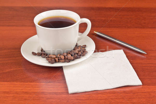 Tasse café serviette table stylo [[stock_photo]] © a2bb5s