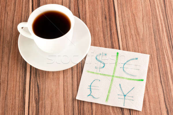 Signes devises serviette tasse café papier [[stock_photo]] © a2bb5s