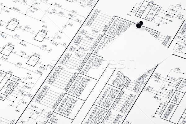 Drawing electrical circuit and pushpin Stock photo © a2bb5s