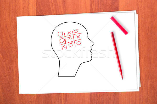 Dessin tête papier signe blanche note [[stock_photo]] © a2bb5s