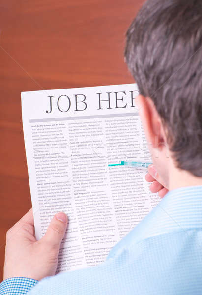 Homme lecture journal Emploi ici [[stock_photo]] © a2bb5s