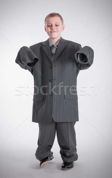 Hosszú fiú kabát üzlet gyermek öltöny Stock fotó © a2bb5s