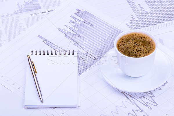 Tasse café notepad graphiques bureau papier [[stock_photo]] © a2bb5s