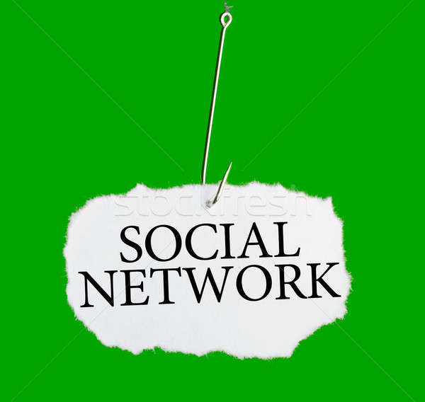 Mot réseau social pêche crochet vert papier [[stock_photo]] © a2bb5s