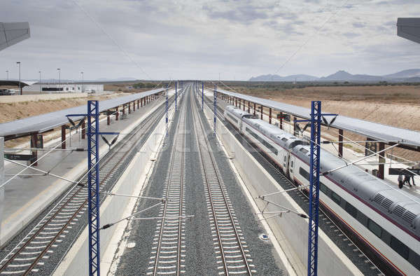 Stacja kolejowa prędkości horyzoncie transportu ruchu Hiszpania Zdjęcia stock © ABBPhoto