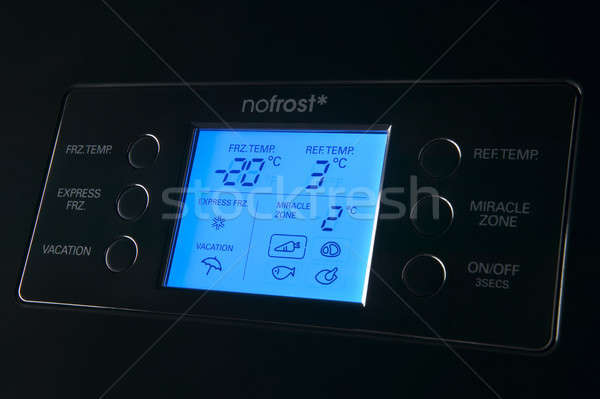 Modern buzdolabı göstermek kontrol paneli mavi Stok fotoğraf © ABBPhoto