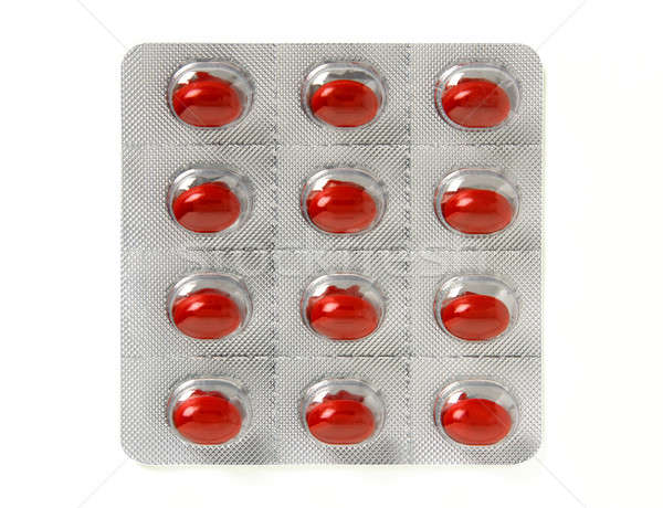 Сток-фото: волдырь · контейнера · красный · таблетки · доза · изолированный