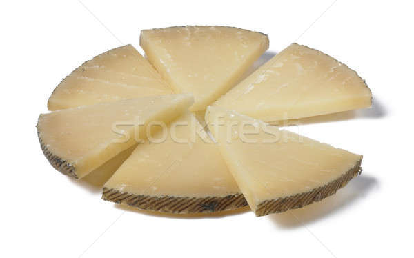 Brânză felii epocă izolat alb mananca Imagine de stoc © ABBPhoto