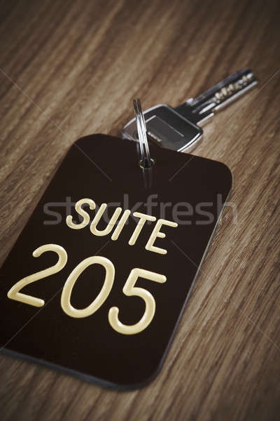 Stockfoto: Hotel · sleutel · kamer · aantal · houten · tafel