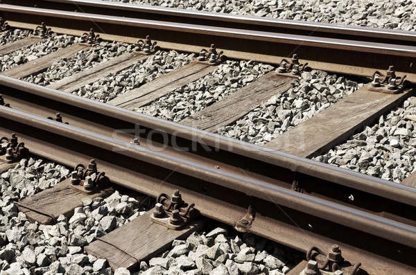 Eisenbahnen Detail Eisenbahn Felsen Holz horizontal Stock foto © ABBPhoto