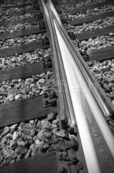 Eisenbahnen Komponenten alten schwarz weiß vertikalen Holz Stock foto © ABBPhoto