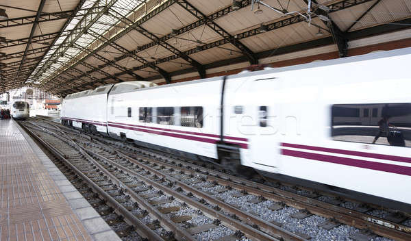 Railway station with train and platform Stock photo © ABBPhoto