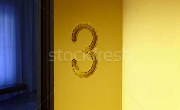 Number 3 on door Stock photo © ABBPhoto
