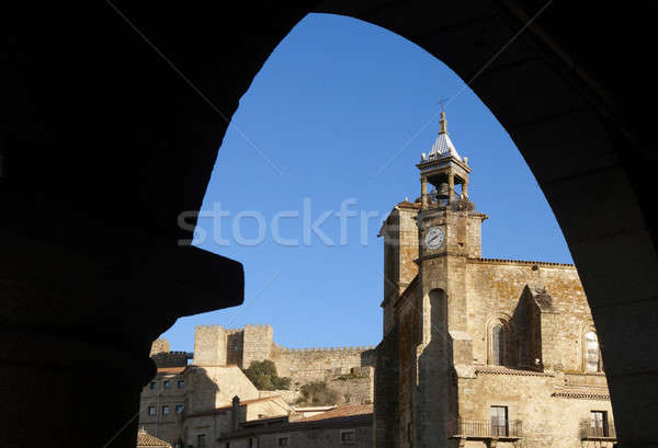 Detail of San Martin Church and city of Trujillo Stock photo © ABBPhoto