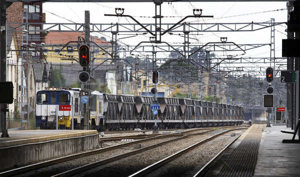 Vasútállomás vonat áru szén sebesség elektromosság Stock fotó © ABBPhoto