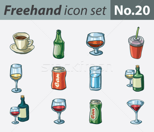 Freehand icons - drinks Stock photo © abdulsatarid