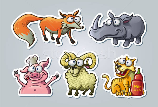 Rajzolt állatok vektor illusztrált szett különböző állatok Stock fotó © abdulsatarid