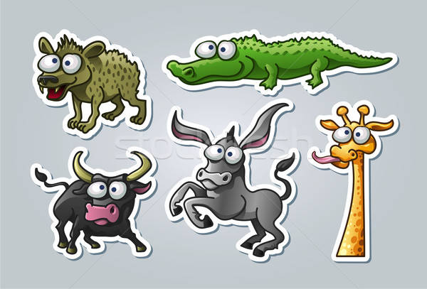 Stock fotó: Rajzolt · állatok · vektor · illusztrált · szett · különböző · állatok