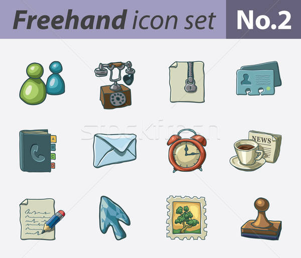 Freehand icons - office Stock photo © abdulsatarid