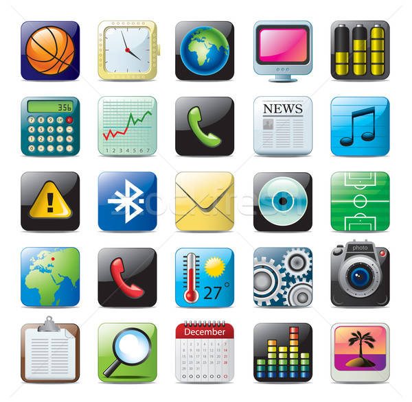 Multimedia 25 vector iconen geïsoleerd Stockfoto © abdulsatarid