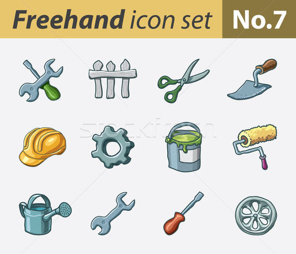 Freehand icons - tools Stock photo © abdulsatarid