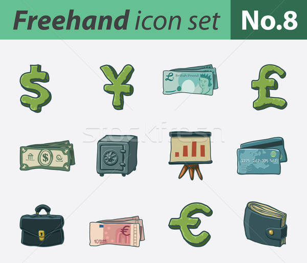 Freehand icons - finance Stock photo © abdulsatarid