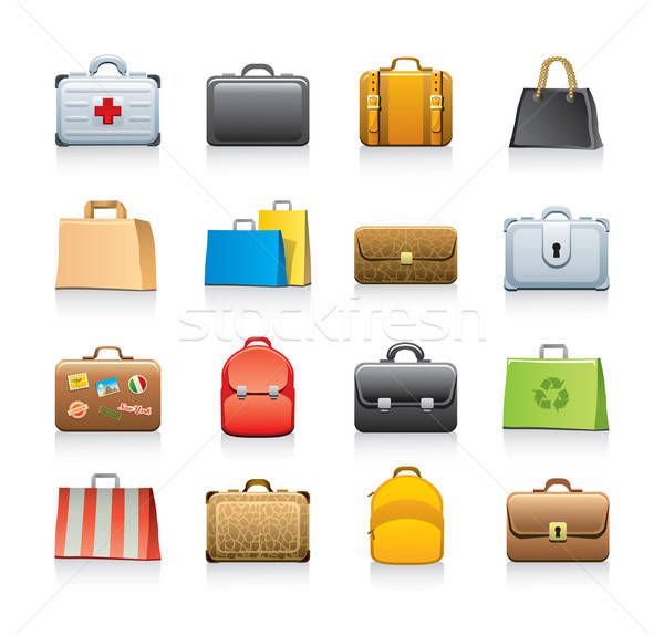 bags icon set Stock photo © abdulsatarid