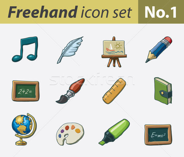 Freehand icons - school Stock photo © abdulsatarid