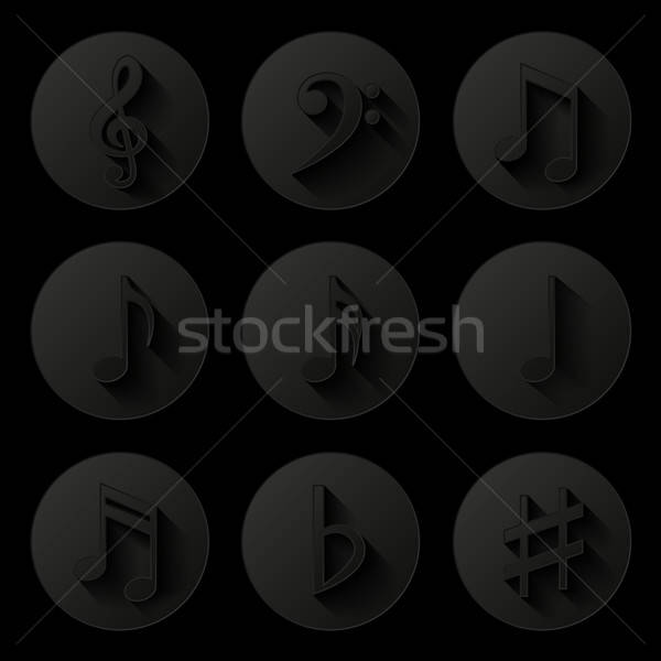Musiknoten Zeichen Web Schlüssel schwarz Stock foto © AbsentA