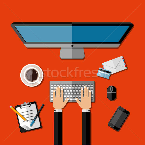 Modern üzlet iroda munkaterület számítógép kéz Stock fotó © AbsentA