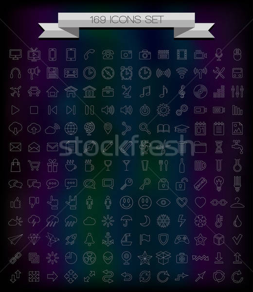Lijn iconen universeel business telefoon internet Stockfoto © AbsentA