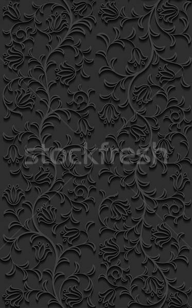 シームレス フローラル パターン デザイン 背景 黒 ストックフォト © AbsentA