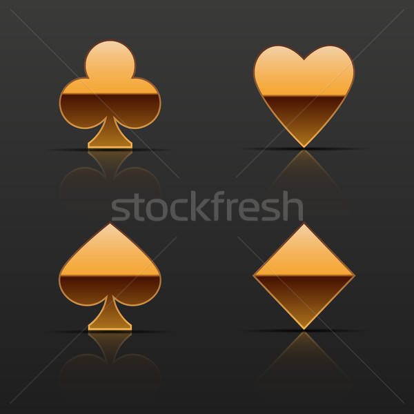 Golden cards suits icons Stock photo © AbsentA