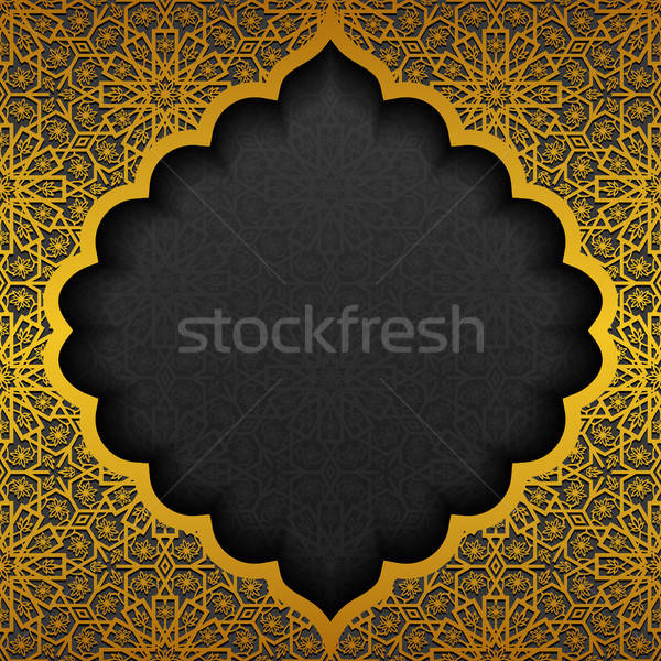 Floral tradicional ornamento diseno negro oro Foto stock © AbsentA