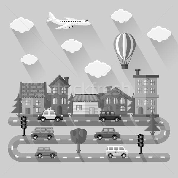 City landscape. Flat design. Vector illustration. Stock photo © AbsentA