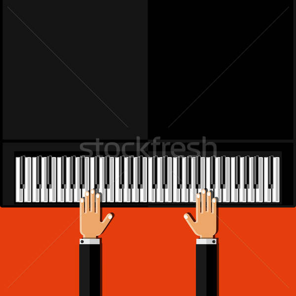 Stock foto: Hände · spielen · Flügel · Design · Tastatur · schwarz