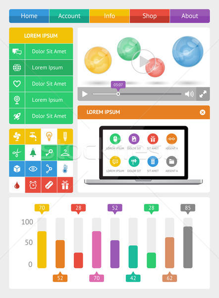 Ui, infographics and web elements including flat design. EPS10 vector illustration.  Stock photo © AbsentA