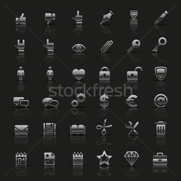 [[stock_photo]]: Universel · argent · icônes · bureau