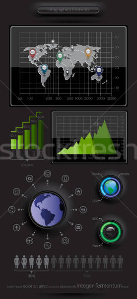 Stock fotó: Infografika · elemek · világtérkép · eps · 10 · földgömb