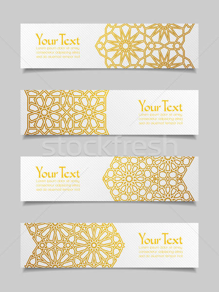 Conjunto banners tradicional ornamento fundo ouro Foto stock © AbsentA