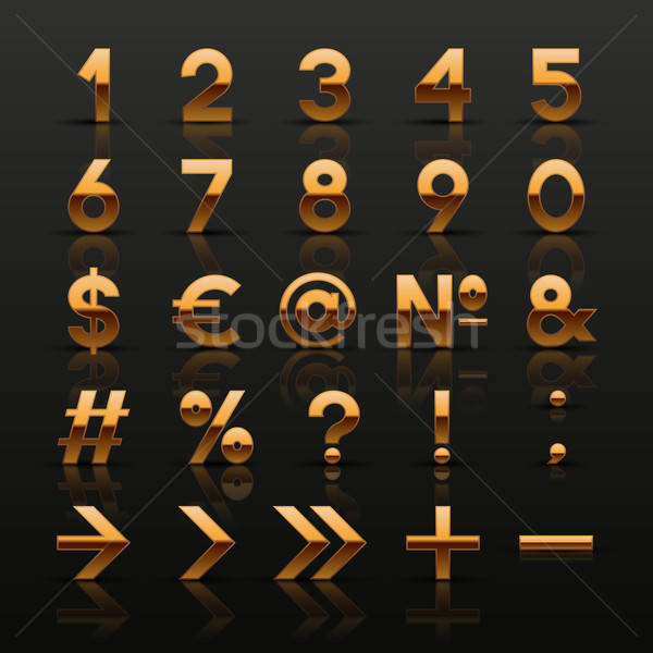 Set dekorativ golden Zahlen Symbole Internet Stock foto © AbsentA