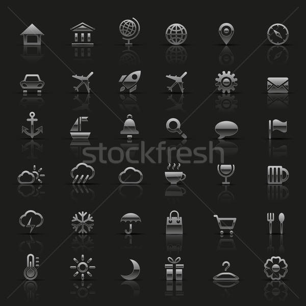 Set of universal silver icons Stock photo © AbsentA