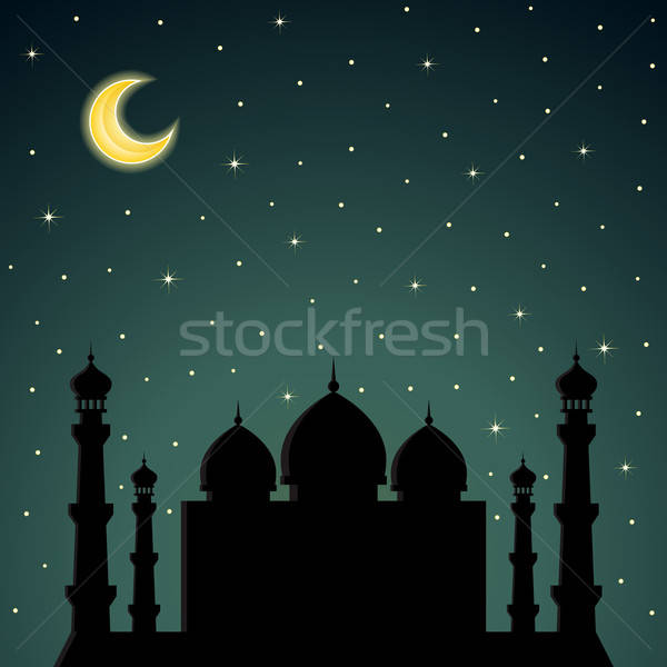 Foto stock: Noche · mezquita · silueta · cielo · luz · luna