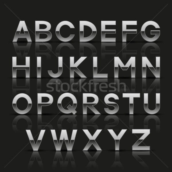 Decorative silver alphabet. Vector illustration. Stock photo © AbsentA
