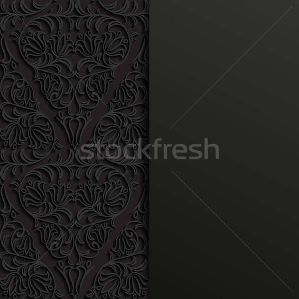 Stock fotó: Absztrakt · virágmintás · fekete · retro · tapéta · növény