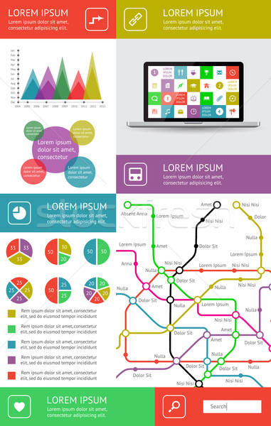 Ui, infographics and web elements including flat design Stock photo © AbsentA