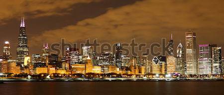 Чикаго ночь панорамный мнение центра США Сток-фото © AchimHB