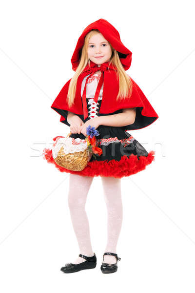 Peu blond fille rouge équitation panier [[stock_photo]] © acidgrey